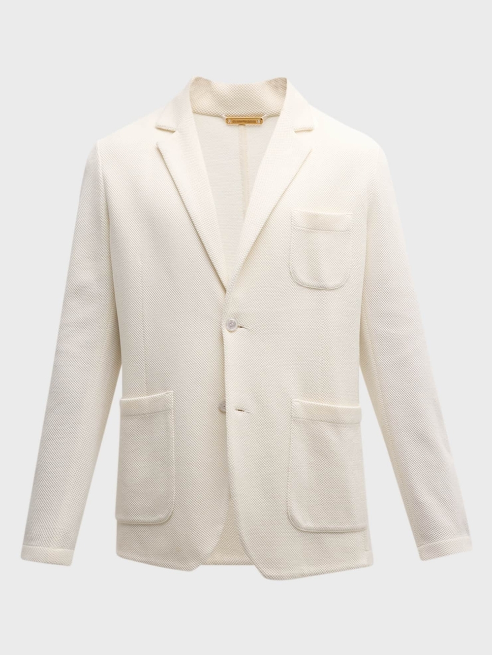 Men's Cream Knit Blazer - Lightweight Textured Jacket
